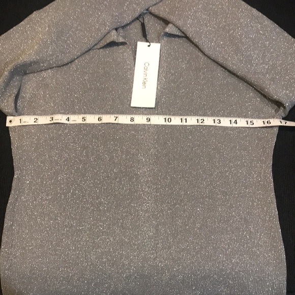 NWT Calvin Klein Lightweight Pullover V-Neck Collared Sweater Grey Shimmer-L - Picture 9 of 9